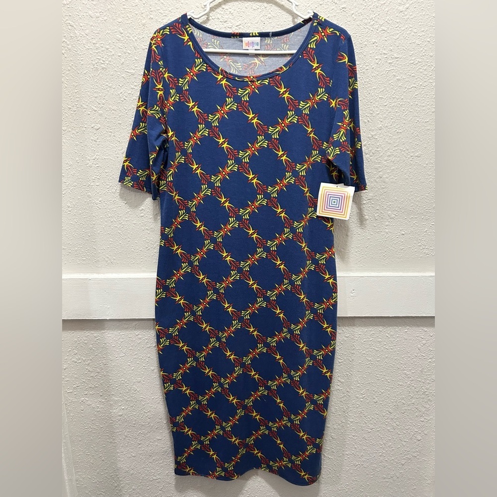 LuLaRoe Blue with Pattern Julia Dress NWT Size XL